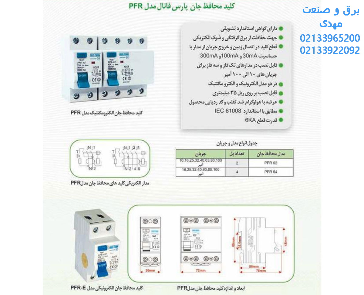 کلید محافظ جان سه پل 25 آمپر فانال