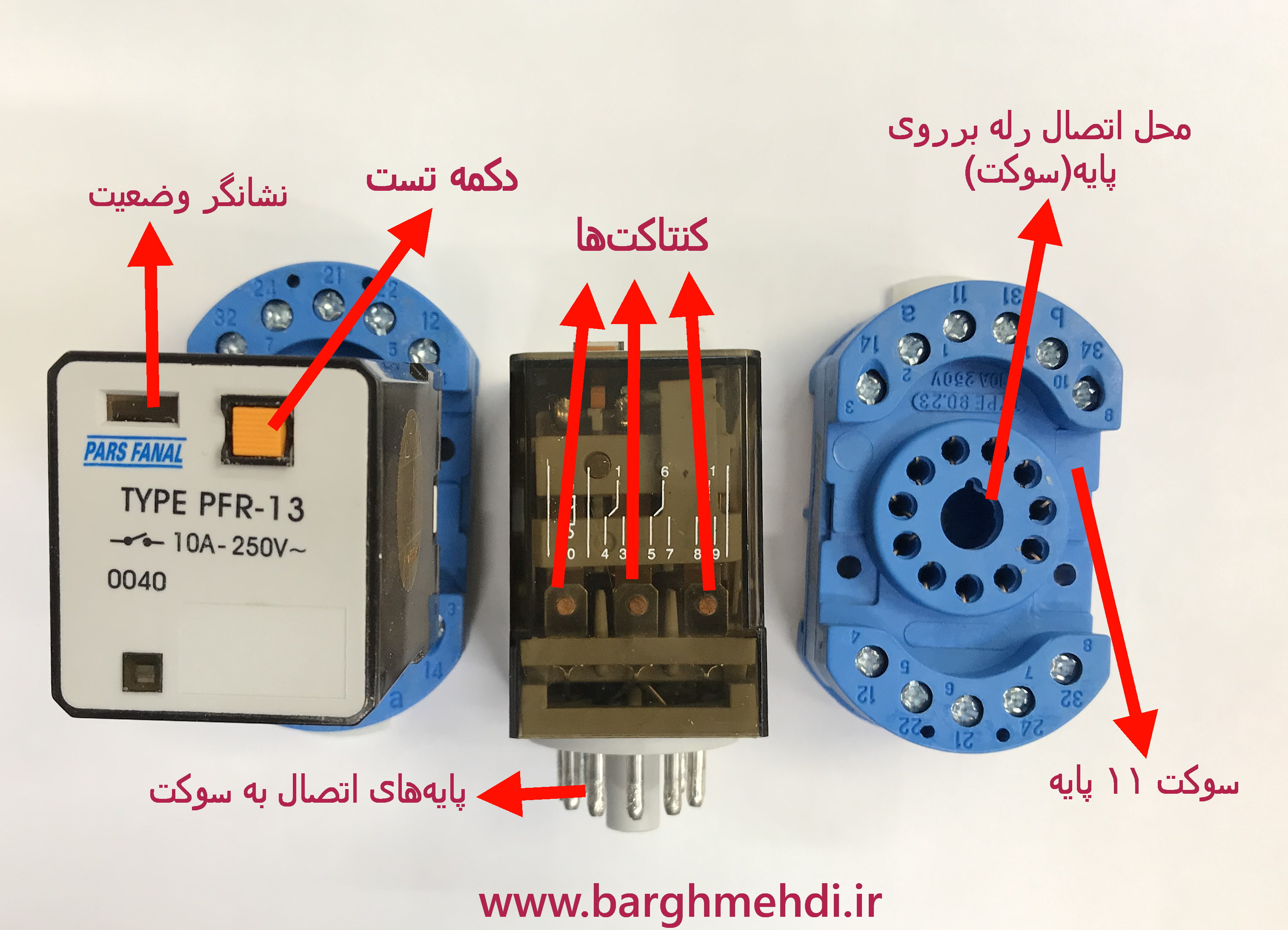 رله 11 پایه 220 ولت پارس فانال
